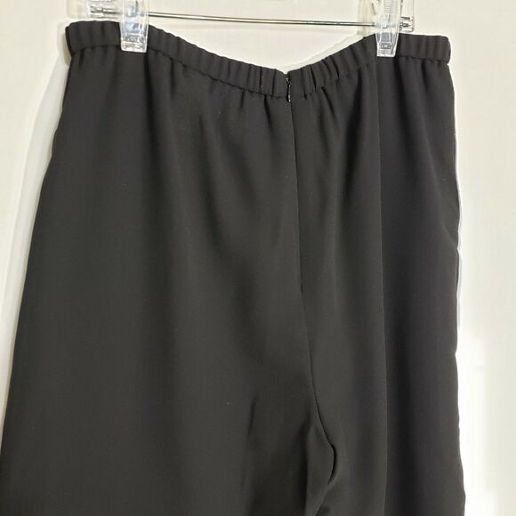 Coldwater Creek Pants Size 10P Black Elastic Back Waist Side Slit Zipper Wide - Picture 7 of 9